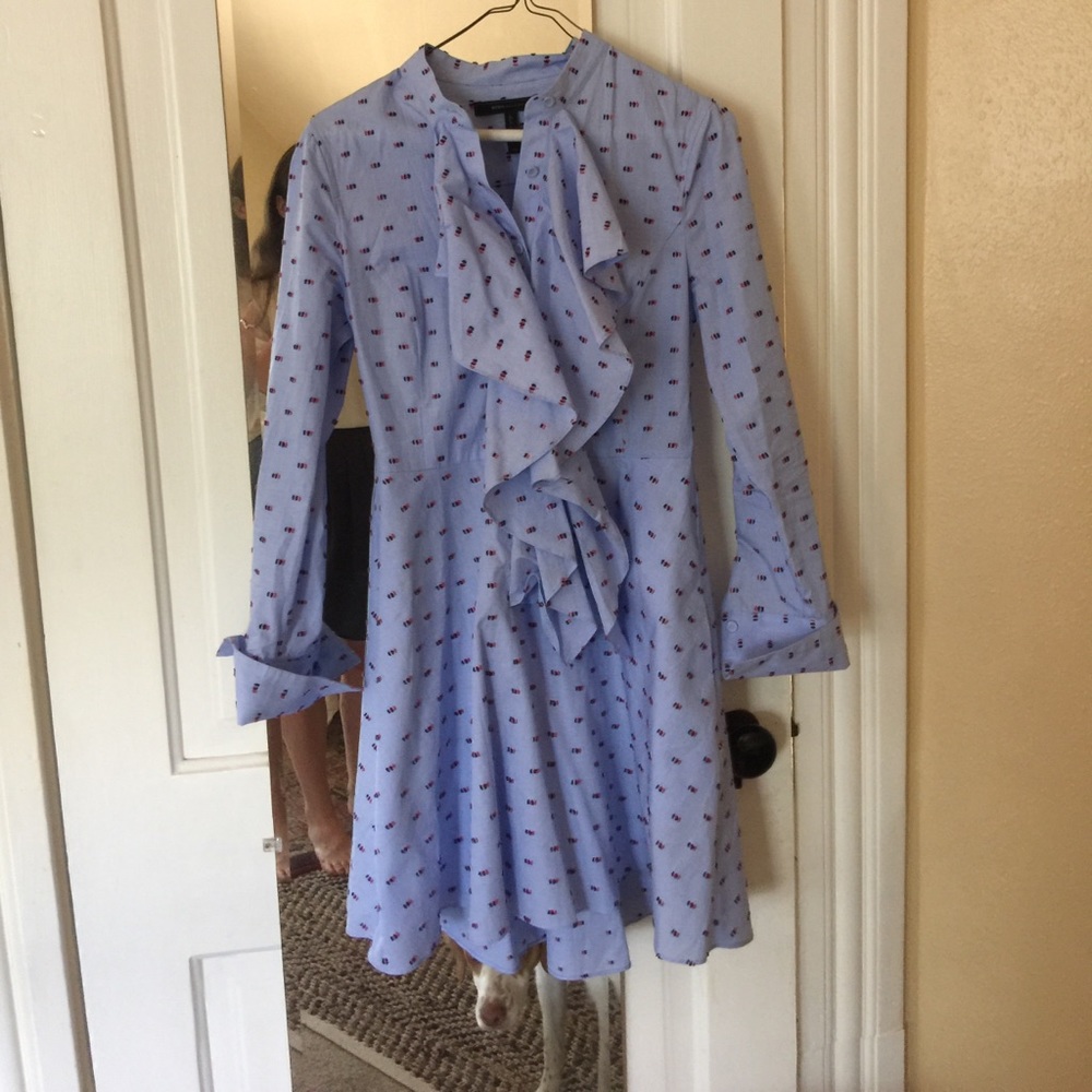 BCBG blue dress, ruffles.